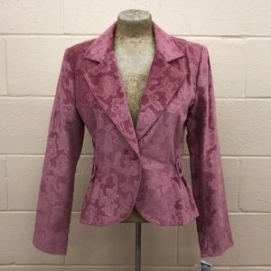 Star City rose etched velour single button blazer